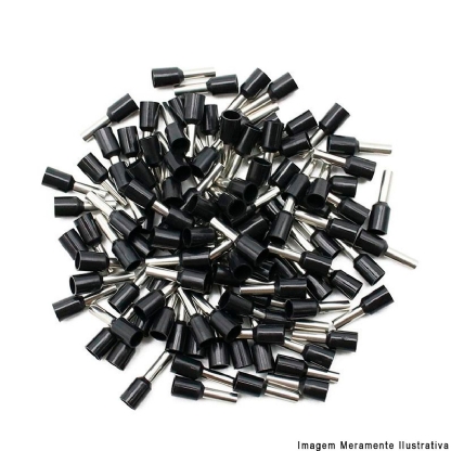 Terminal Tubular (Ilhos) 1,50Mm (16Awg) Pré-Isolado Preto - 100 Unidades - Magnet