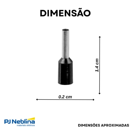 Terminal Tubular (Ilhos) 1,50Mm (16Awg) Pré-Isolado Preto - 100 Unidades - Intelli