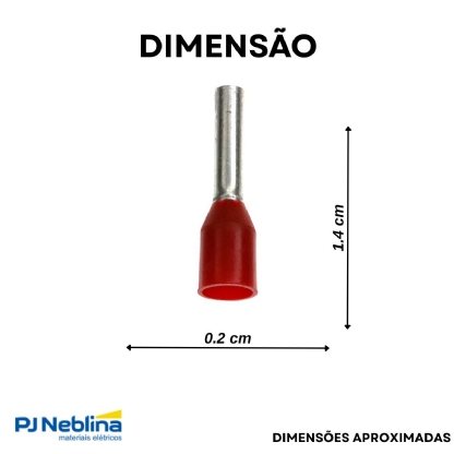 Terminal Tubular (Ilhos) 1,50Mm (16Awg) Pré-Isolado Vermelho - Conexel - 100 Unidades