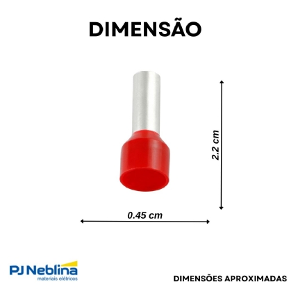 Terminal Tubular (Ilhós) 10Mm (7Awg) Pré-Isolado Vermelho Cobre Estanhado Axt
