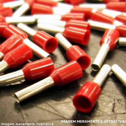 Terminal Tubular (Ilhós) 10Mm (7Awg) Pré-Isolado Vermelho Cobre Estanhado Axt