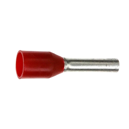 Terminal Tubular (Ilhos) 10Mm (7Awg) Pré-Isolado Vermelho - Intelli - 100 Unidades