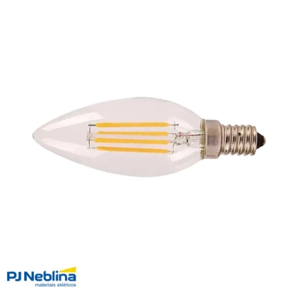 Lâmpada Led Filamento Vela 3W Bivolt E14 6000K Luz Branca - Ourolux