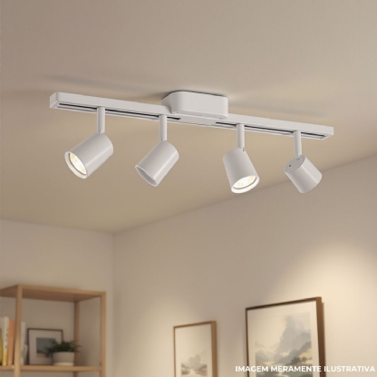 Luminária Spot Sobrepor Trilho Branco 5Xe27 Bivolt Foco Direcionável - Kin Light