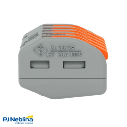 Conector Elétrico Emenda Rápido Poliamida Cinza/Laranja 5 Polos 4,00Mm - Wag