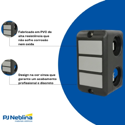 Condulete Pvc Múltiplo 3/4 Cinza C/2 Conector + 5 Tampões + 2 Interruptor Simples + 1 Tom 20A - Wetzel