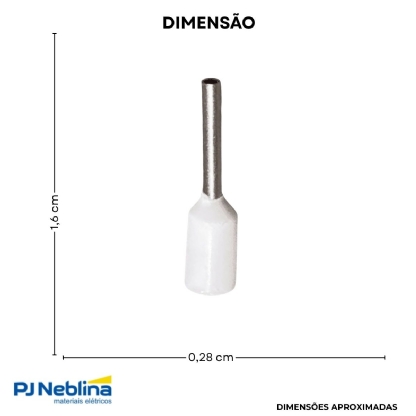 Terminal Tubular (Ilhos) 0,50Mm (20Awg) Pre-Isolado Branco - Axt