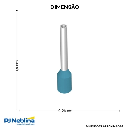 Terminal Tubular (Ilhos) 0,25Mm (24Awg) Pre-Isolado Azul - Conexel