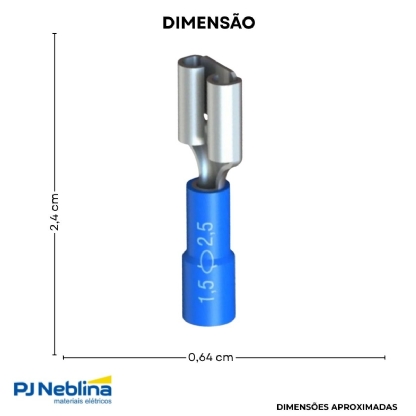 Terminal Femea 1,50-2,50Mm (16-14Awg) Pré-Isolado Azul - Intelli