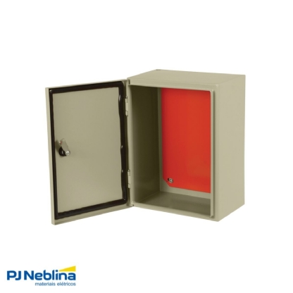 Quadro Comando Sobrepor Aço Carbono Bg (Ral 7032) 300X200X200Mm Fecho Fenda Porta Lisa Placa Montagem Lr (Ral 2004) - Cemar