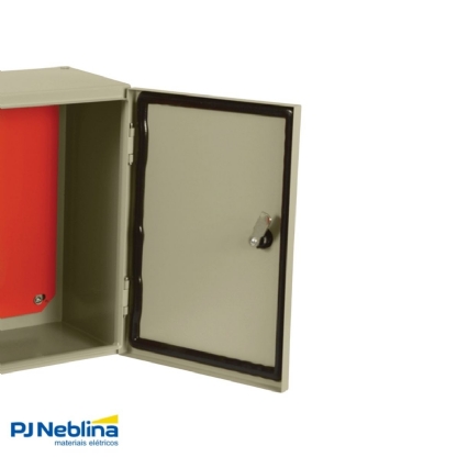 Quadro Comando Sobrepor Aço Carbono Bg (Ral 7032) 300X200X200Mm Fecho Fenda Porta Lisa Placa Montagem Lr (Ral 2004) - Cemar