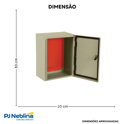 Quadro Comando Sobrepor Aço Carbono Bg (Ral 7032) 300X200X200Mm Fecho Fenda Porta Lisa Placa Montagem Lr (Ral 2004) - Cemar
