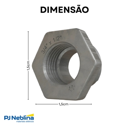 Bucha Eletroduto Redução Alumínio 3/4 X 1/2 Bsp - Wetzel