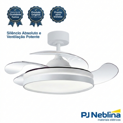 Ventilador Teto Retrátil Riviera 127/220V 96W Branco C/Controle Remoto - Tualix