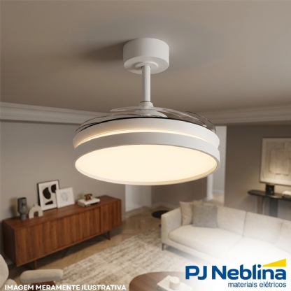 Ventilador Teto Retrátil Riviera 127/220V 96W Branco C/Controle Remoto - Tualix