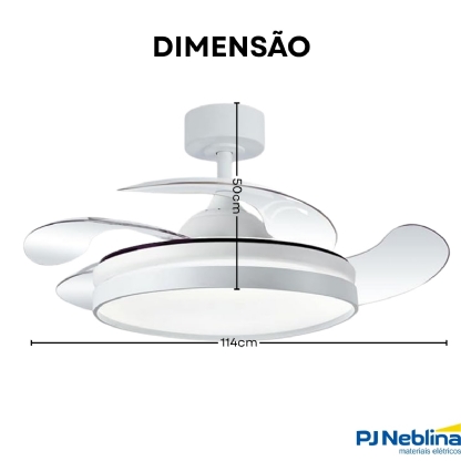 Ventilador Teto Retrátil Riviera 127/220V 96W Branco C/Controle Remoto - Tualix