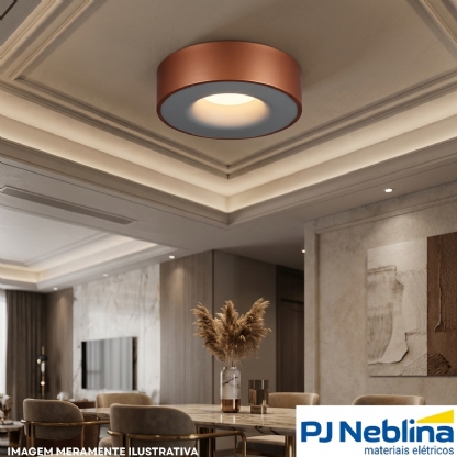 Luminária Plafon Sobrepor Nice Cobre 15W 6Xe27 Bivolt Poliestireno - Tualux