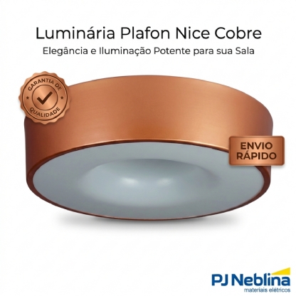 Luminária Plafon Sobrepor Nice Cobre 15W 6Xe27 Bivolt Poliestireno - Tualux