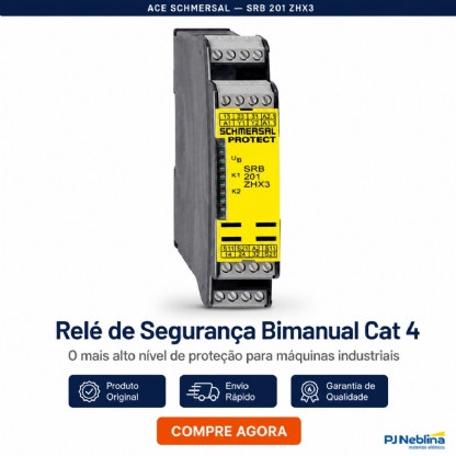 Rele Segurança Comando Bimanual Cat 4 24Vcc 2 Saidas Na +1 Auxiliar Nf - Ace Schmersal
