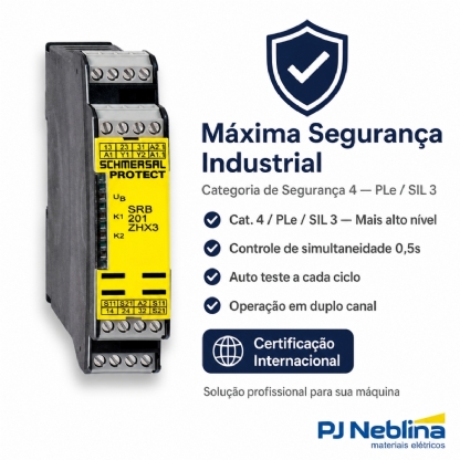 Rele Segurança Comando Bimanual Cat 4 24Vcc 2 Saidas Na +1 Auxiliar Nf - Ace Schmersal