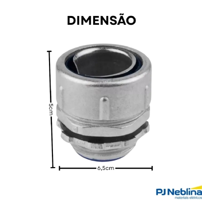 Conector Eletroduto Macho Reusável Zamak Zincado 1.1/2 Polegadas Rosca Bsp Reto Fixo Kmra - Ekoflex