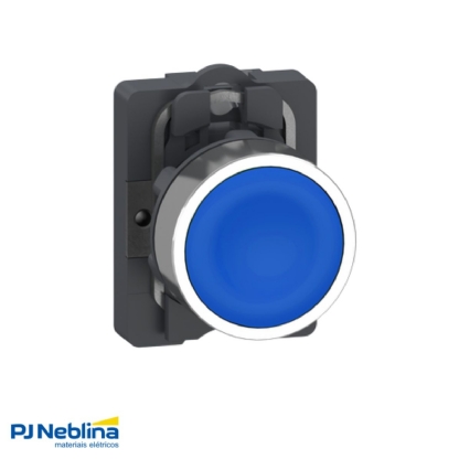 Botão Comando Pulsador Faceado Redondo 22Mm Plástico Azul 1Na -  Schneider