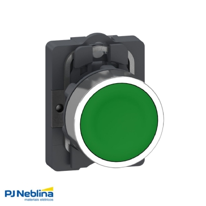 Botão Comando Pulsador Faceado Redondo 22Mm Plástico Verde 1Na -  Schneider
