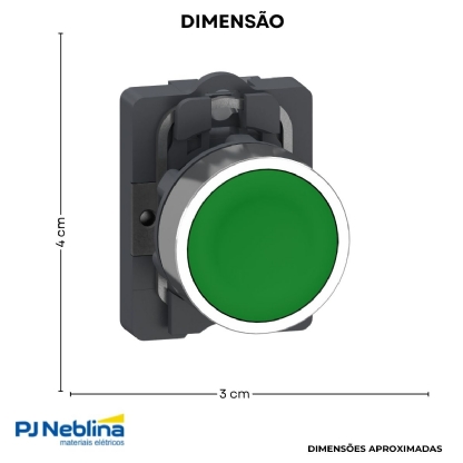 Botão Comando Pulsador Faceado Redondo 22Mm Plástico Verde 1Na -  Schneider