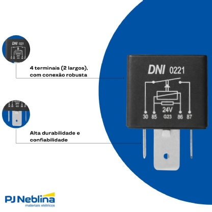 Rele Automotivo Auxiliar Universal 70A 24V 1Na 4 Terminais S/Suporte - Dni
