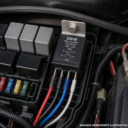 Rele Automotivo Auxiliar Universal 70A 24V 1Na 4 Terminais S/Suporte - Dni