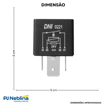 Rele Automotivo Auxiliar Universal 70A 24V 1Na 4 Terminais S/Suporte - Dni