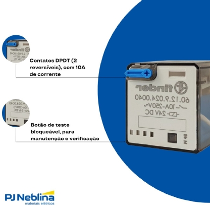 Rele Industrial 10A 24Vcc 2Rev (Dpdt) - Finder