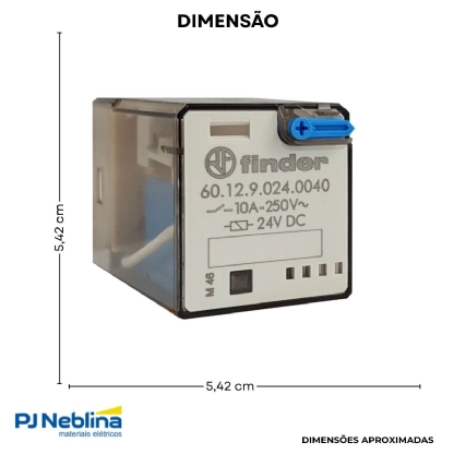 Rele Industrial 10A 24Vcc 2Rev (Dpdt) - Finder