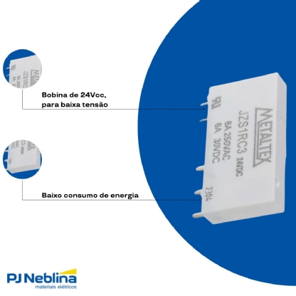 Rele Industrial Mini 6A 24Vcc 1Rev (Spdt) - Metaltex