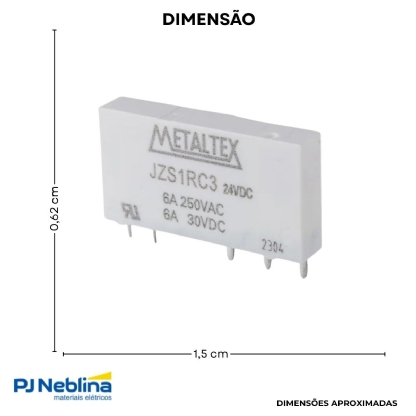 Rele Industrial Mini 6A 24Vcc 1Rev (Spdt) - Metaltex