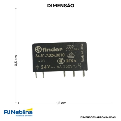 Rele Industrial Mini 6A 24Vcc 1Rev (Spdt) - Finder