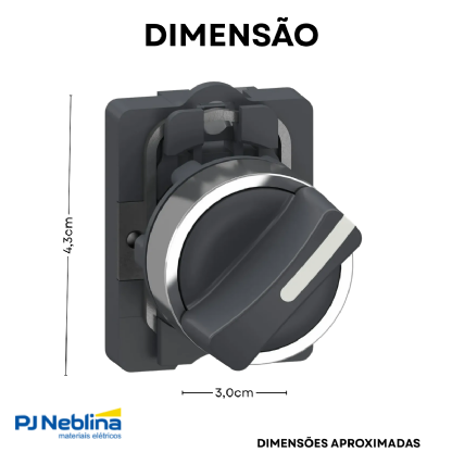 Botão Comutador Knob Curto 2 Pos Fix 90G 22,5Mm Plástico Preto 1Na - Schneider