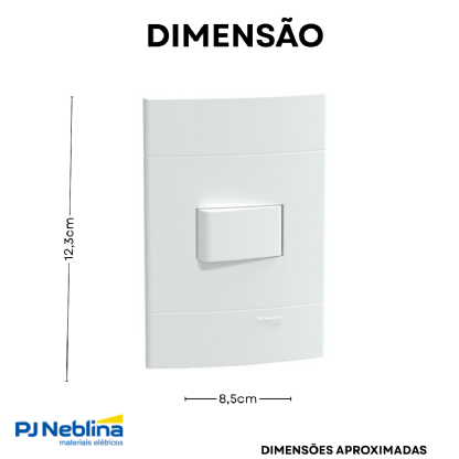 Conjunto 1 Interruptor Simples Horizontal 10A 250V C/Placa 4X2 Branco Fosco Lunare Up - Schneider
