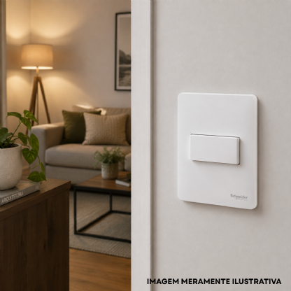 Conjunto 1 Interruptor Simples Horizontal 10A 250V C/Placa 4X2 Branco Fosco Lunare Up - Schneider