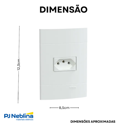 Conjunto 1 Tomada 2P+T Horizontal 10A 250V C/Placa 4X2 Branco Fosco Lunare Up - Schneider