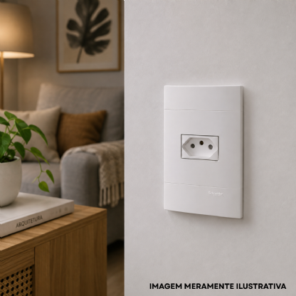 Conjunto 1 Tomada 2P+T Horizontal 10A 250V C/Placa 4X2 Branco Fosco Lunare Up - Schneider