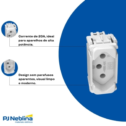 Módulo Tomada 2P+T 1 Módulo 20A 250V Branco Compose Nobac - Weg