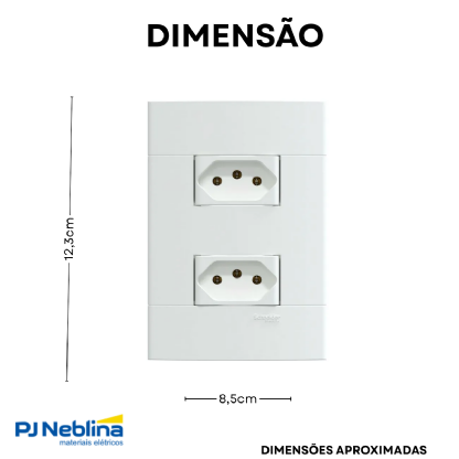 Conjunto 2 Tomadas 2P+T Distanciados 10A 250V C/Placa 4X2 Branco Fosco Lunare Up - Schneider
