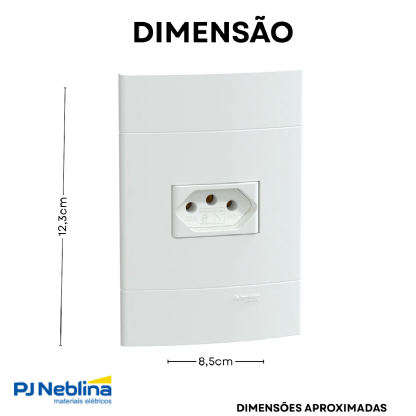 Conjunto 1 Tom 2P+T Horizontal 20A 250V C/Placa 4X2 Branco Fosco Lunare Up - Schneider