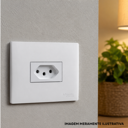 Conjunto 1 Tom 2P+T Horizontal 20A 250V C/Placa 4X2 Branco Fosco Lunare Up - Schneider