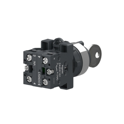Botão Comutador Chave Yale 3 Pos Fix 45G 22Mm Plástico Preto 2Na - Schneider