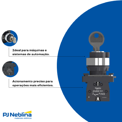 Botão Comutador Chave Yale 3 Pos Ret 45G 22Mm Plástico Preto 2Na - Schneider