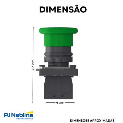 Botão De Emergência Cogumelo 40Mm Pulsador 22Mm Plástico Verde 1Na - Schneider