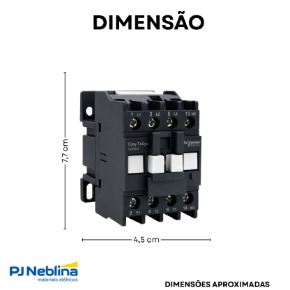 Contator Potência Tripolar 12A 24Vcc 1Na+2Nf 50/60Hz - Schneider