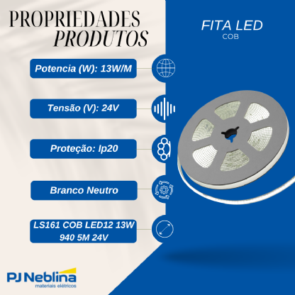 Fita Led Cob 13W/M 24V 4000K Branco Neutro 1200Lm/M (Rl C/5M) - Philips